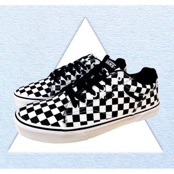 Vans‎ Seldan Canvas Skate Shoe Checkerboard Black White VN000CT3BA2 Men Size 10 - Picture 1 of 14